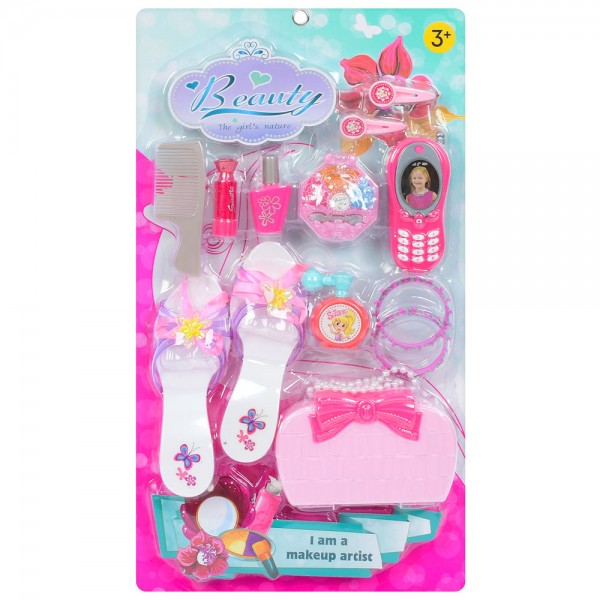 245156 Набір аксесуарів BE103 туфлі, гребінець, дзеркало, телефон-муз.,сумочка,браслет 2шт,бат.,лист.,29-51