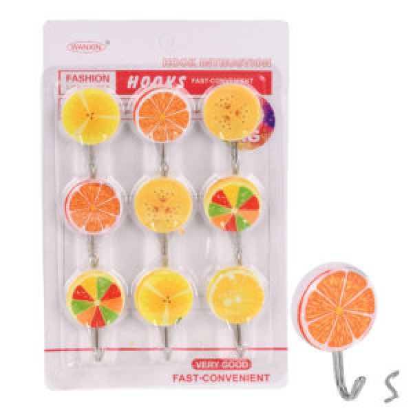 150076 Гачки самоклеючі "Fruits" 9шт/наб 3.5*5см WHW11561-99