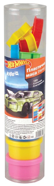 180223 Пластична маса 5 кол, 150г+9інс., тубус Hot Wheels