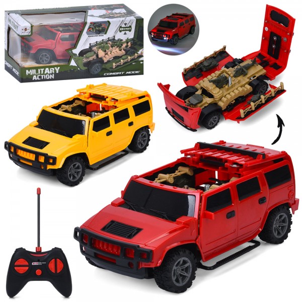 247557 Машина 869-30 радіок., 22см, 2в1(військова база), світло, гумові колеса, 2 кольори, бат.,кор.