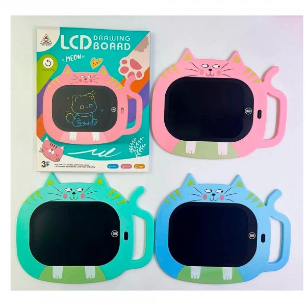 249272 LCD планшет INT 0043 кіт,кольорова, 3 кольори, бат.в кор-ці, 25-30,5-1см