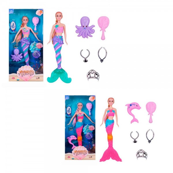 249278 Лялька 112-6-7 русалка,світ,аксесуари,морс.мешканець,2 види,бат.кор.18-38-5,5см
