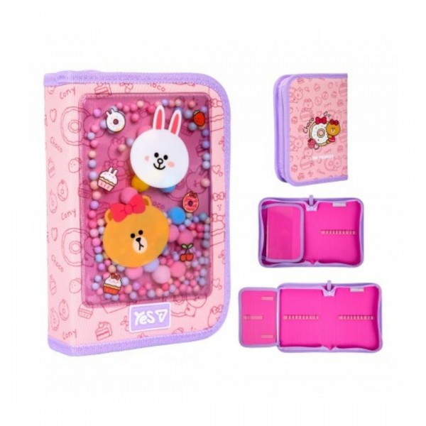 253191 Пенал твердий Yes одинарний з клапаном HP-03 Line Friends Always Together