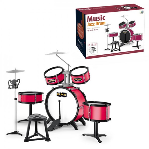 241443 Барабан 6626A-5 барабанна установка, 5 барабанів, тарілка, стільчик, кор., 51,5-35,5-21 см.