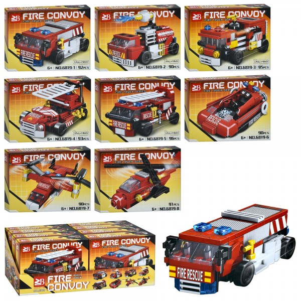 245941 Конструктор 6819 пожежний транспорт, від 90дет, 8шт(8видів) в дисплеї, 39-14,5-17,5см