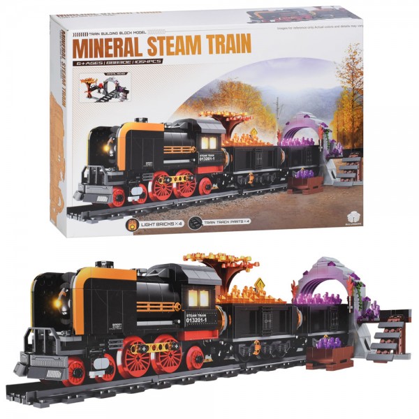 245953 Конструктор BB830E поїзд, дорога, тунель, світло, магнитні кріпл.,1054дет,бат(табл),в кор.,45-32-8см