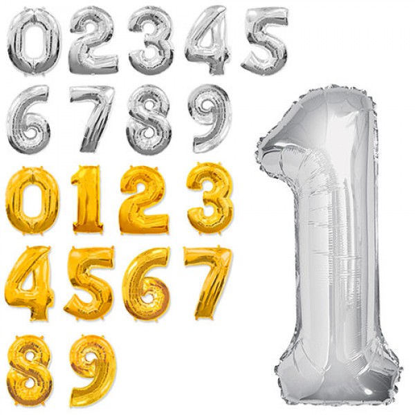 42837 Кульки надувні фольговані MK 1347 30 дюймів, цифри (0-9), 2 кольори.