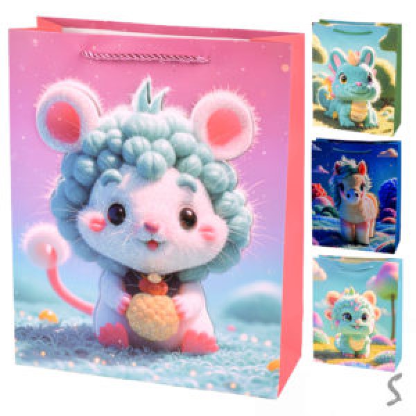 253457 Пакет подарунковий паперовий L "Fairytale animals 3D" 40*30*12см R34524-L