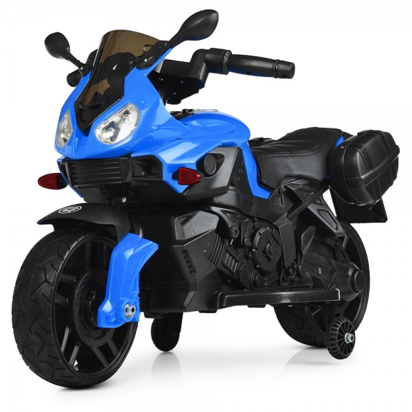 123674 Мотоцикл M 4080EL-4 1мотор20W, 1акум.6V4,5AH, муз., світло, шкір.сидіння, колесаEVA, MP3, синій.