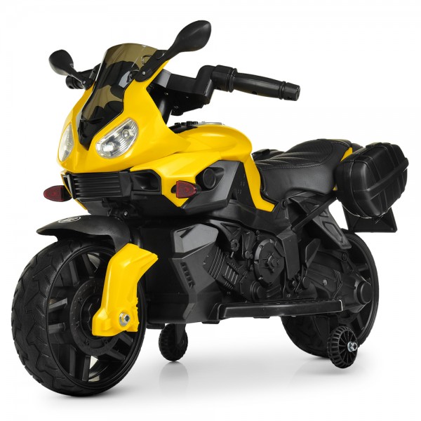 133854 Мотоцикл M 4080EL-6 1мотор20W, 1акум.6V4,5AH, муз., світло, шкір.сидіння, колесаEVA, MP3, жовтий.