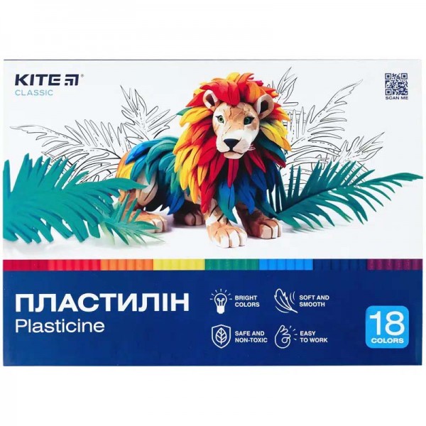 168493 Пластилін, 18 кольорів, 360 г. Kite Classic