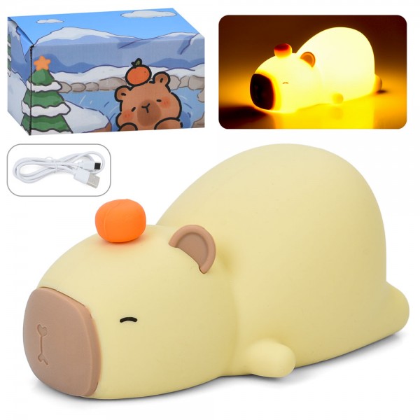 246538 Нічник INT 0019  капібара, світло(кольорове), сенсорний, таймер, USB, кор., 14,5-7,5-9 см.