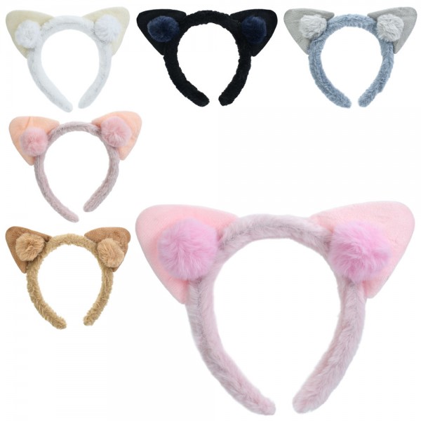 225019 Аксесуар для волосся YG0216 обруч, вушка, плюш, мікс кольорів, 21-15-2 см.