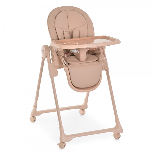 245938 Стільчик El Camino CRYSTAL ME 1037 Nude Pink для годування,5-точ.ремені,матрац,4 колеса,шкір.,рожев