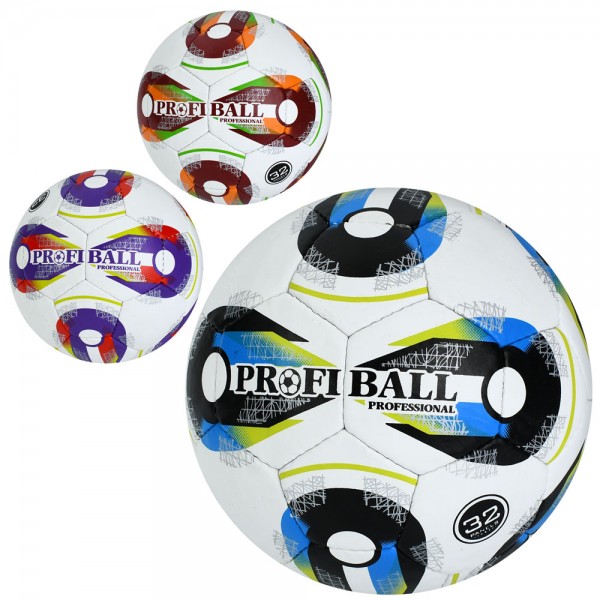 245040 М'яч футбольний 2500-303 розмір 5,  ПУ1, ручна робота, 32 панелі, 410-430г, 3 кольори, в пакеті