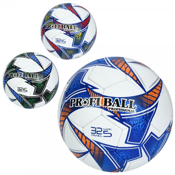 245041 М'яч футбольний 2500-305 розмір 5,  ПУ1, ручна робота, 32 панелі, 410-430г, 3 кольори, у пакеті