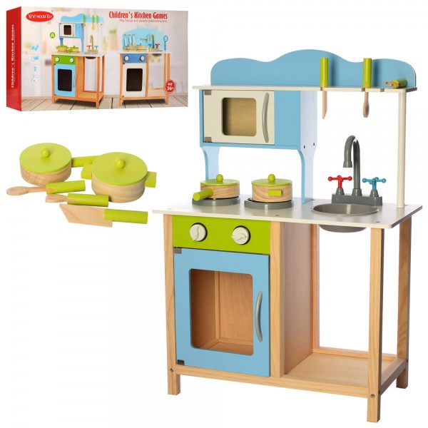 126482 Дерев'яна іграшка Кухня MD 2390 плита, духовка, мийка, посуд, кор., 66-34-13,5 см.