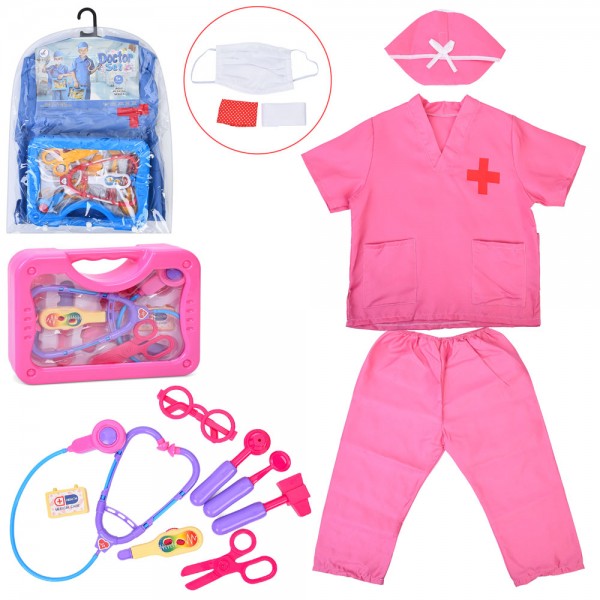 245480 Набір лікаря 833-61-62 костюм(сорочка ш40-д45см,штани ш40-д56см,мед. шапоч.,маска),чемодан,стетоскоп