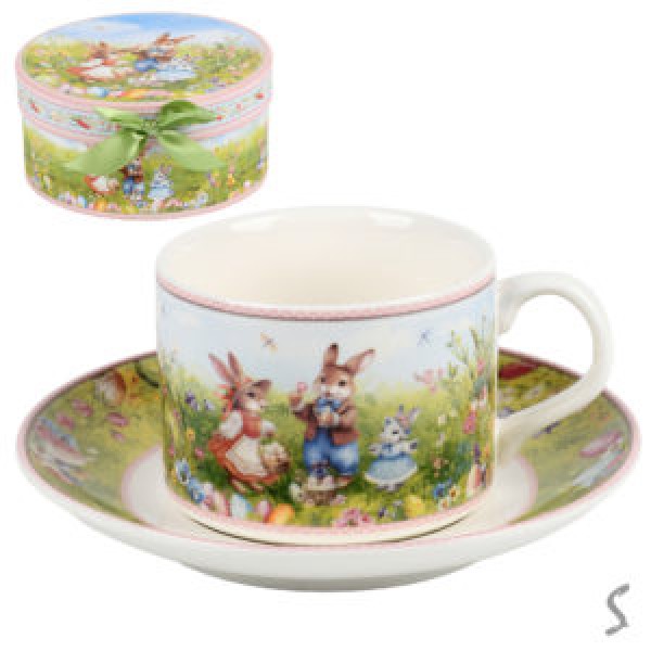 256844 Чашка з блюдцем великодня "Easter Tale" 2пр/наб 160мл/14см R40721