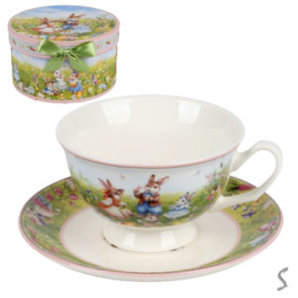 256845 Чашка з блюдцем великодня "Easter Tale" 2пр/наб 180мл/14см R40720