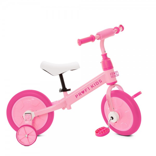 165015 Велосипед-біговел дитячий PROFI KIDS 12 д.MBB 1012-2 кол.EVA,2в1,педалі, дод.колеса,ексцент.,рожевий