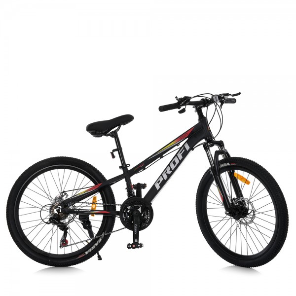 164998 Велосипед 24 д. MTB2401-2 алюм.рама 11", SHIMANO 21SP, швидкознім.колеса, чорний