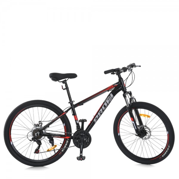 165000 Велосипед 26 д. MTB2602-2 алюм.рама 13", SHIMANO 21SP, швидкознім. колеса, чорно-червоний