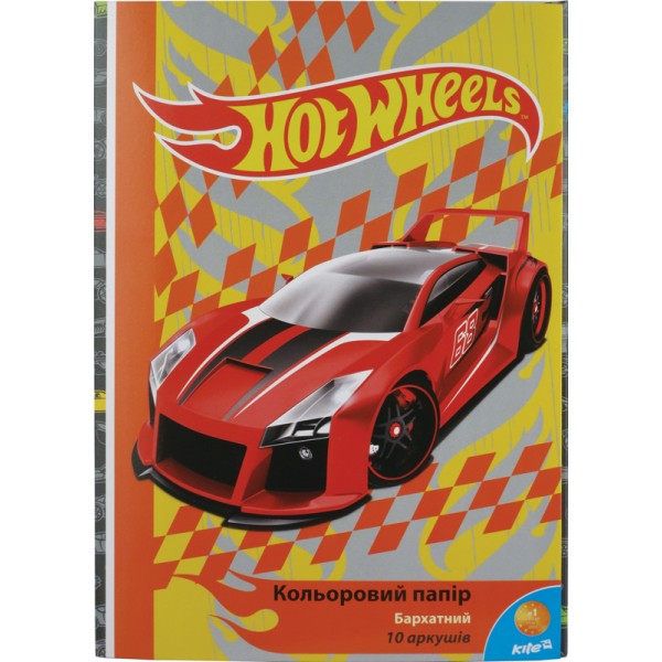 180250 Папір кольор. бархат.(10арк/10кол), A4 Hot Wheels