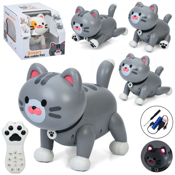 241514 Тварина K48 дист.кер.(ІЧ),кіт,акум.,сенсорний,танцює,команди,USB,2кольори,муз.,світло,кор.,20-28-20с