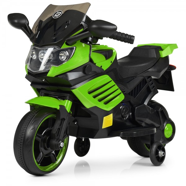92520 Мотоцикл M 4116-5 1 мотор 25W, 1 акум. 6V4AH, MP3, USB, муз.,світло, світ.колеса, зелений.