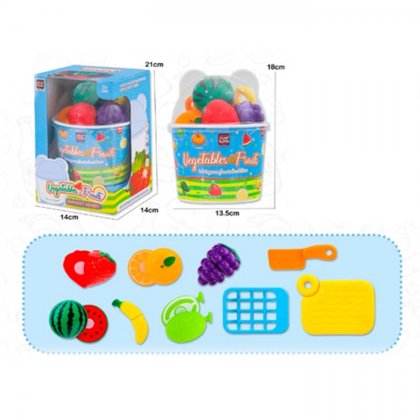 247393 Продукти 6885 на липучці, фрукти, ягоди, ніж, дошка, відро, кор,, 14-21-14см