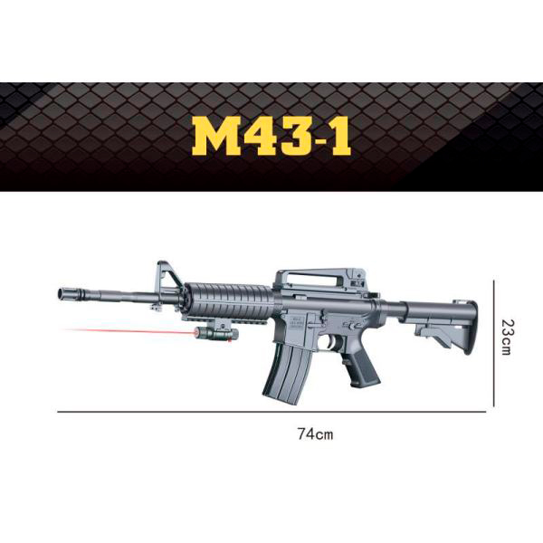 227063 Автомат M43-1 пластикові кулі, лазер, бат.(таб.), кул., 24-60-6 см.