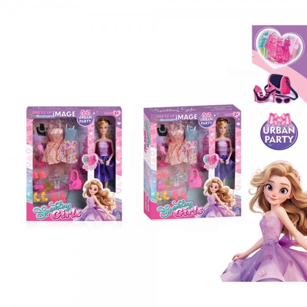 249284 Лялька DSJ858-4 лялька з вбранням,шарнірна,взуття,аксесуари,сукня2шт,в кор.30-35-5см