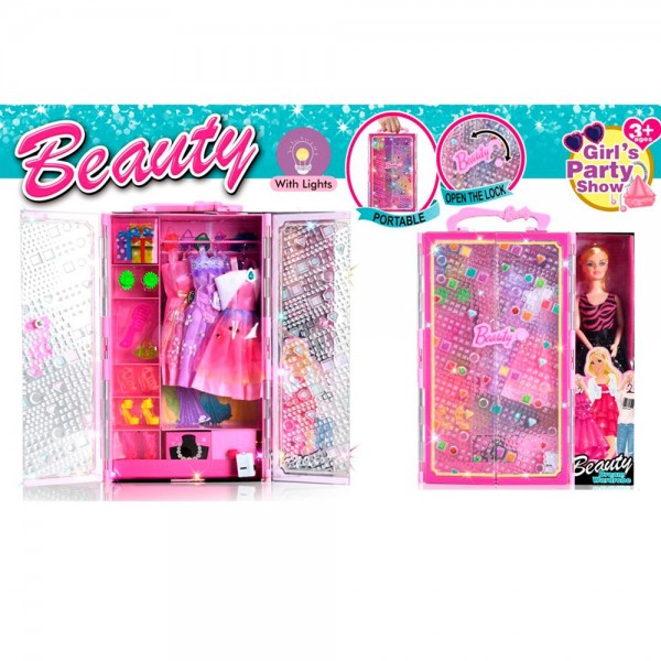 249285 Лялька DSJ88-15 лялька з вбранням,шарнірна, гардероб, світло, взуття, аксесуари,сукня.бат.пак.