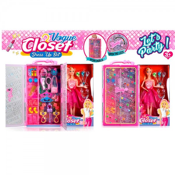 249322 Лялька DSJ948-A  шарнірна, гардероб,прикраси,взуття,в карт.обгортці/пакет, 35-32-6,5см