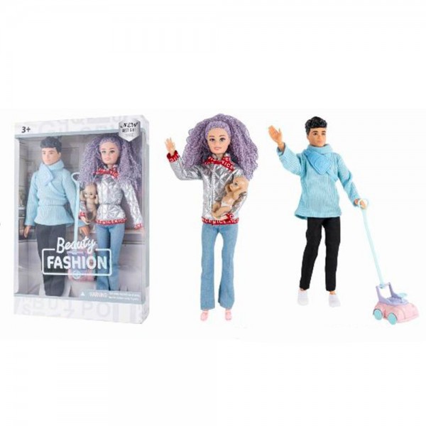 249286 Лялька ST606-H21 сім'я, шарнірні, пупс 7см,каталка-толокар,кор,22-32,5-6см