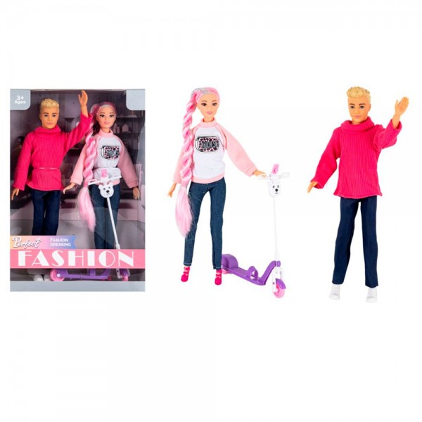249289 Лялька ST9958-12 сім'я, шарнірні, самокат, в кор-ці, 22-32,5-6см