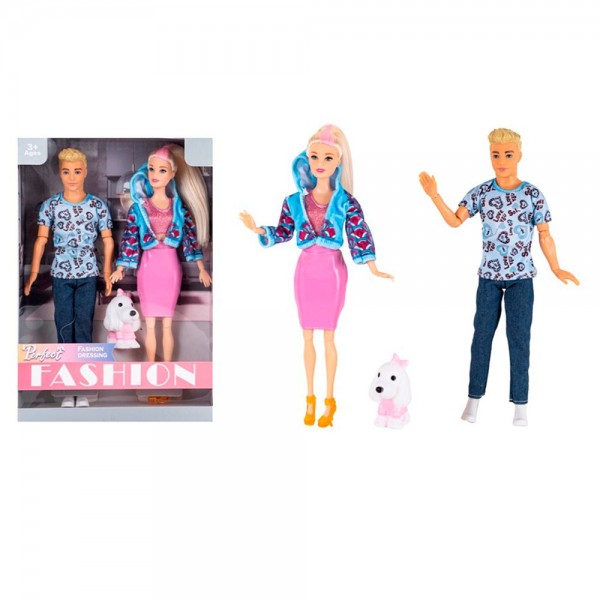 249291 Лялька ST9958-15  сім'я, шарнірна, тварина 6см, в кор-ці, 22-32,5-6см