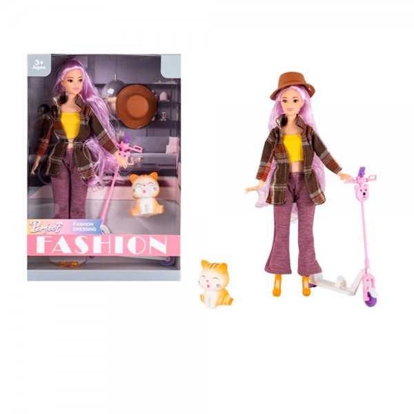 249295 Лялька ST9958-19 шарнірна, самокат, тварина 6см, в кор-ці, 22-32,5-6см