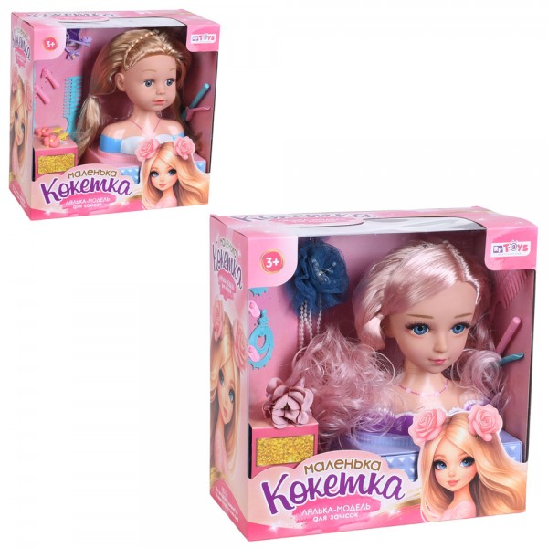 249297 Лялька голова для зачісок LK1715C-16B підстав.з шухляд прикраси.заколки,сережки.плойка.греб.кор.