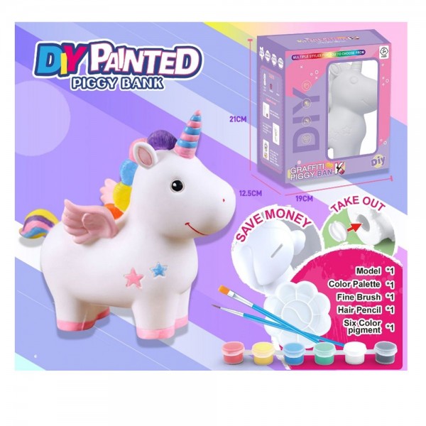 249324 Набір для творчості FD888-36 єдиноріг-розмальовка.пластик,скарбничка,фарби,пенз.кор.19-21-12,5см