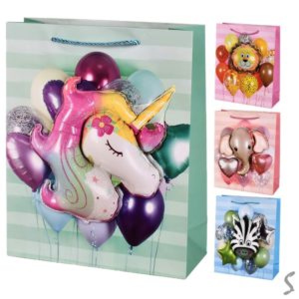 257415 Пакет подарунковий паперовий M "Animals 3D" 26*32*10см R98508-M