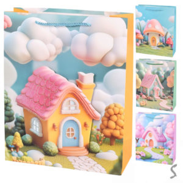 257423 Пакет подарунковий паперовий M "Fairytale house 3D" 26*32*10см R34515-M