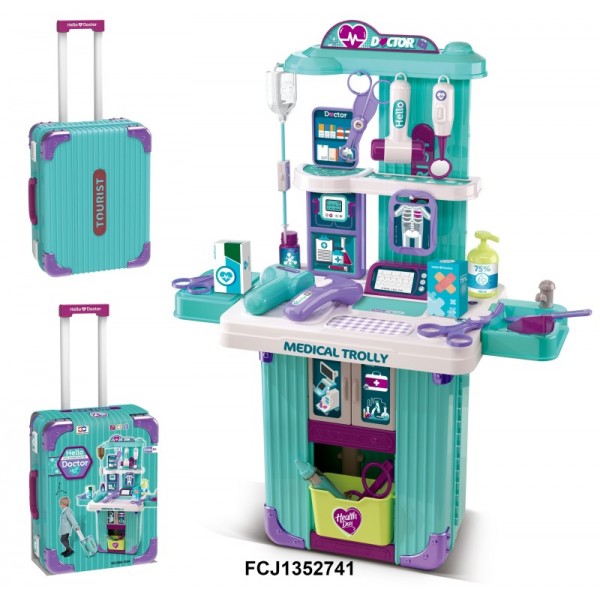 248662 Набір лікаря 008-105A стіл, мед.інструм, окуляри,муз.,світло,складається в чемодан,бат.(таб),карт.об