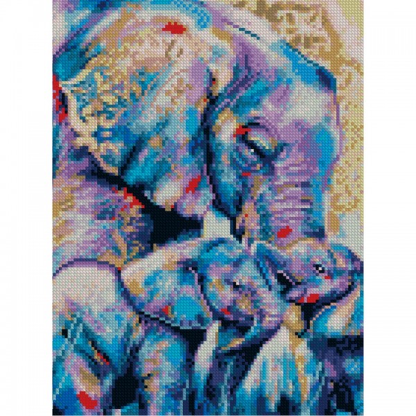 142133 Алмазна картина HX289 "Матуся зі слонятами", розміром 30х40 см