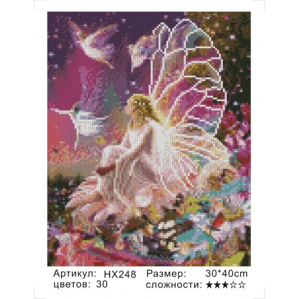142134 Алмазна картина HX248 "Квіткова фея", розміром 30х40 см