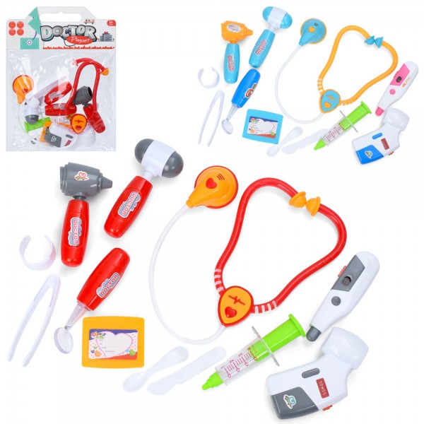 244109 Набір лікаря 5507-08-11 стетоскоп, мед.інструменти, 2 кольори, у пакеті, 24-31-6см