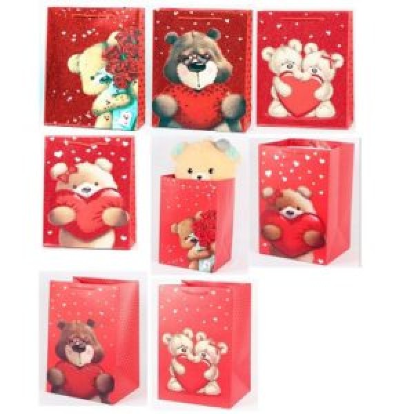 145584 Пакет подарунковий паперовий M "Love Teddy" 26*32*10см. YM01297-M