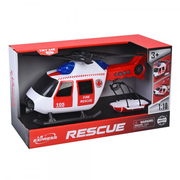 245915 Гелікоптер WY105B 1:10, 32см, пожежний, звук, світло, рухливі деталі, лебідка, на бат-ці, в кор.