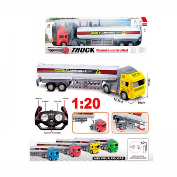 259012 Трейлер 125-179A (18шт) р/к, акум, бензовоз, 43см, 1:20, світло, USBзарядне, гумові колеса, 4 кольори, в коробці, 51-16-12см